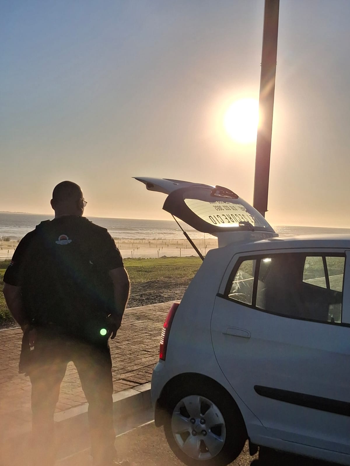 Operator on patrol at sunset